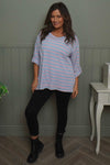 Abbie Stripe Knit Top Light Blue