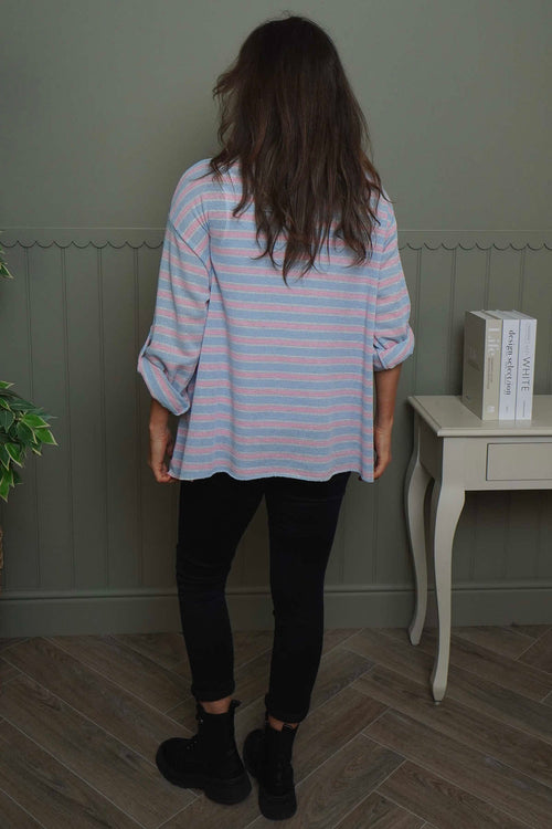 Abbie Stripe Knit Top Light Blue - Image 4