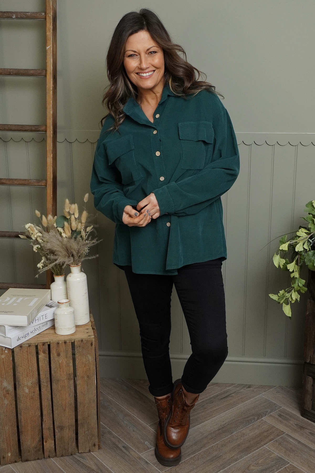 Tonya Needlecord Jacket Bottle Green