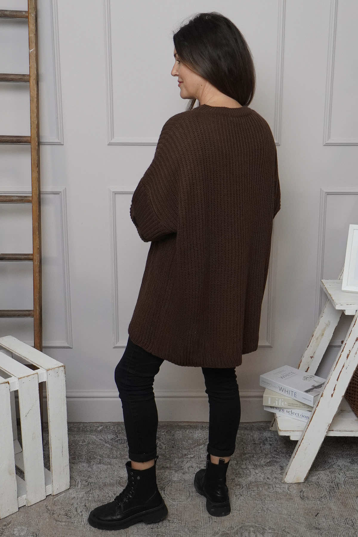 Irma Heart Sleeve Knitted Jumper Cocoa