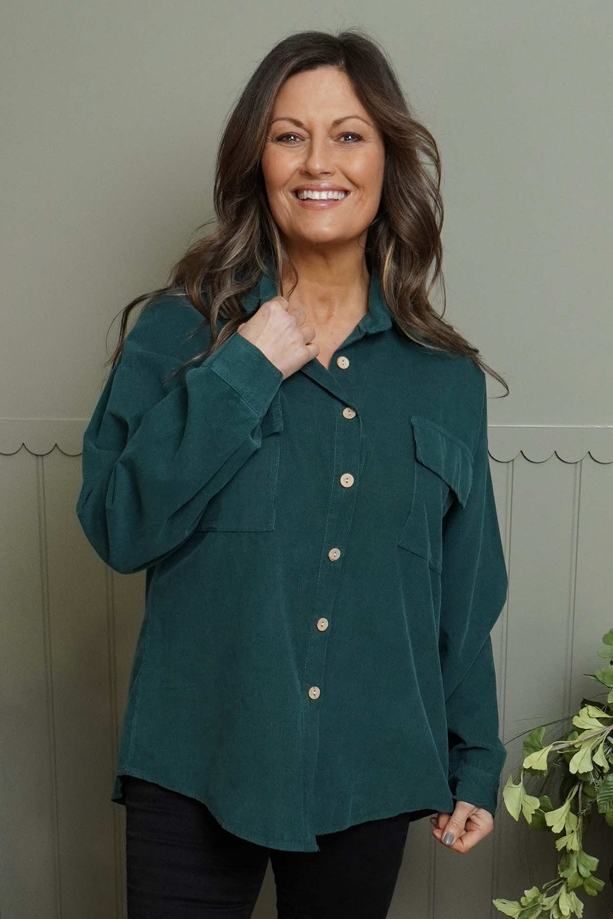 Tonya Needlecord Jacket Bottle Green