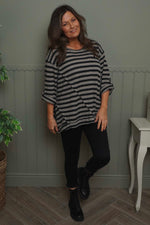 Abbie Stripe Knit Top Black Black - Abbie Stripe Knit Top Black