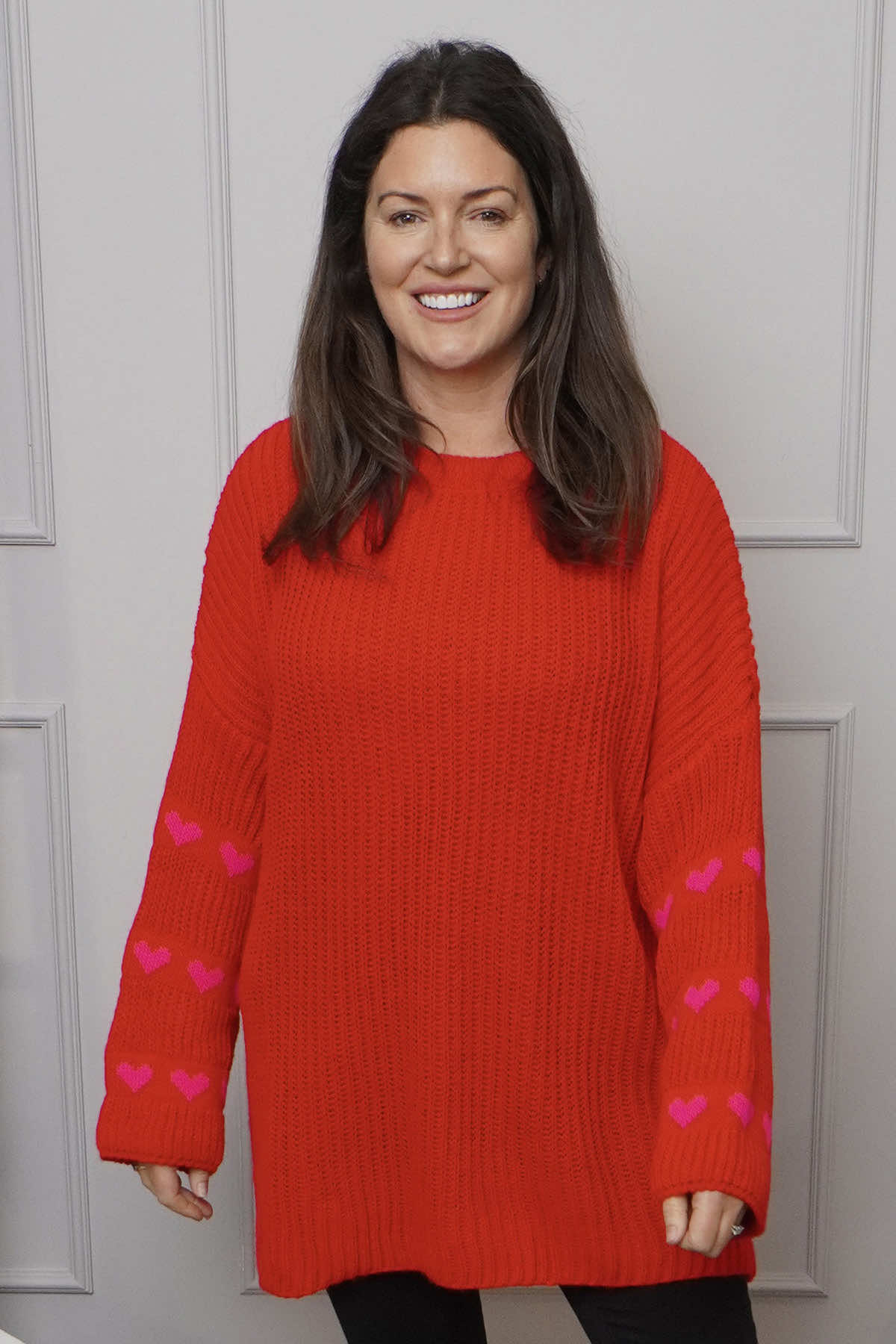 Irma Heart Sleeve Knitted Jumper Red