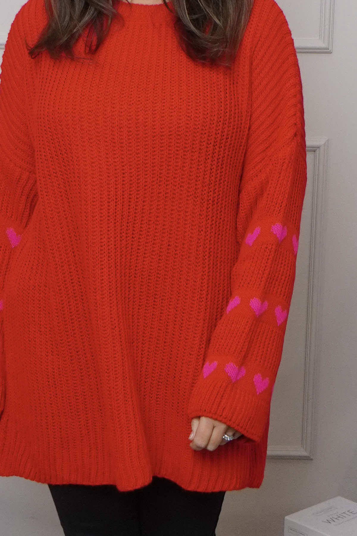 Irma Heart Sleeve Knitted Jumper Red