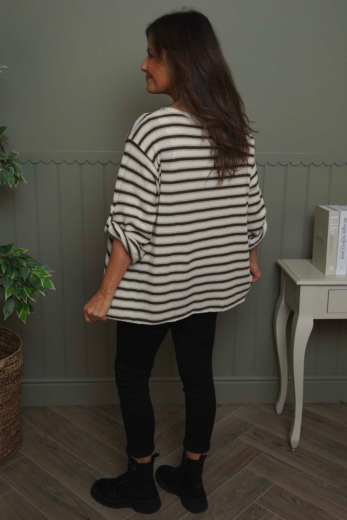 Abbie Stripe Knit Top Stone