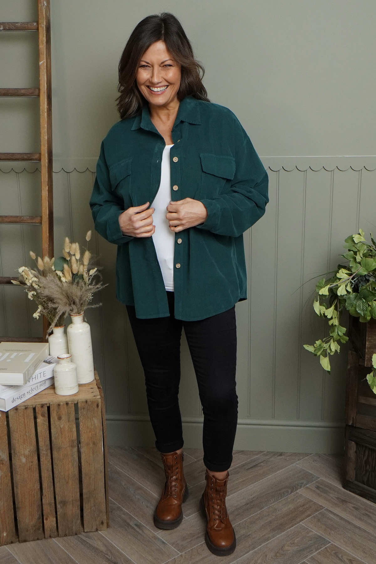 Tonya Needlecord Jacket Bottle Green