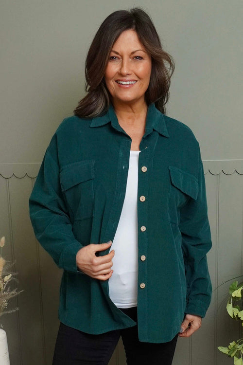 Tonya Needlecord Jacket Bottle Green - Image 4