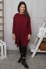 Nelle Cowl Cotton Top Wine Wine - Nelle Cowl Cotton Top Wine