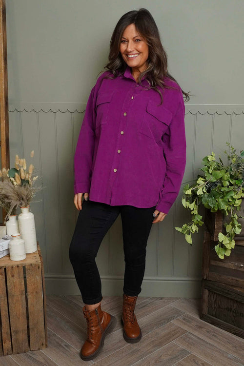 Tonya Needlecord Jacket Berry - Image 1