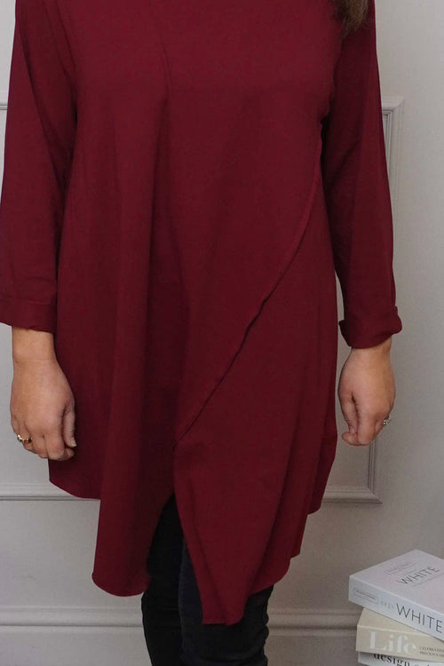 Nelle Cowl Cotton Top Wine - Image 3