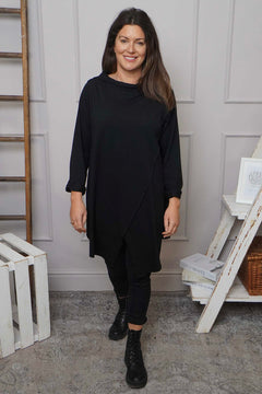 Nelle Cowl Cotton Top Black