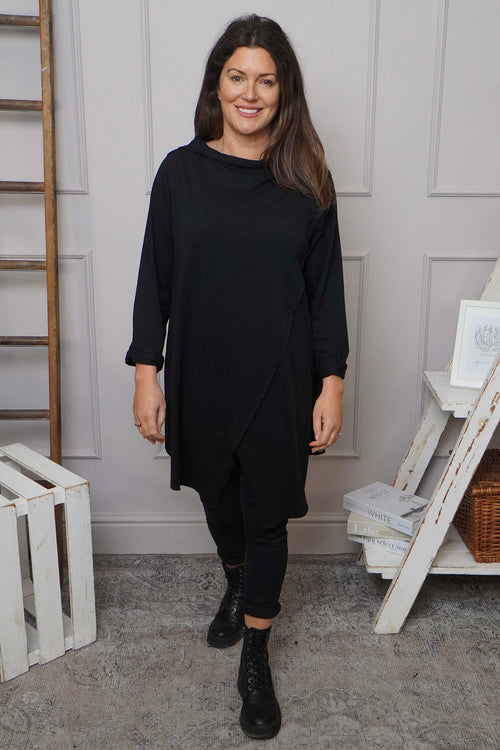 Nelle Cowl Cotton Top Black