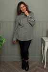 Dortha Stripe Cowl Knit Top Khaki