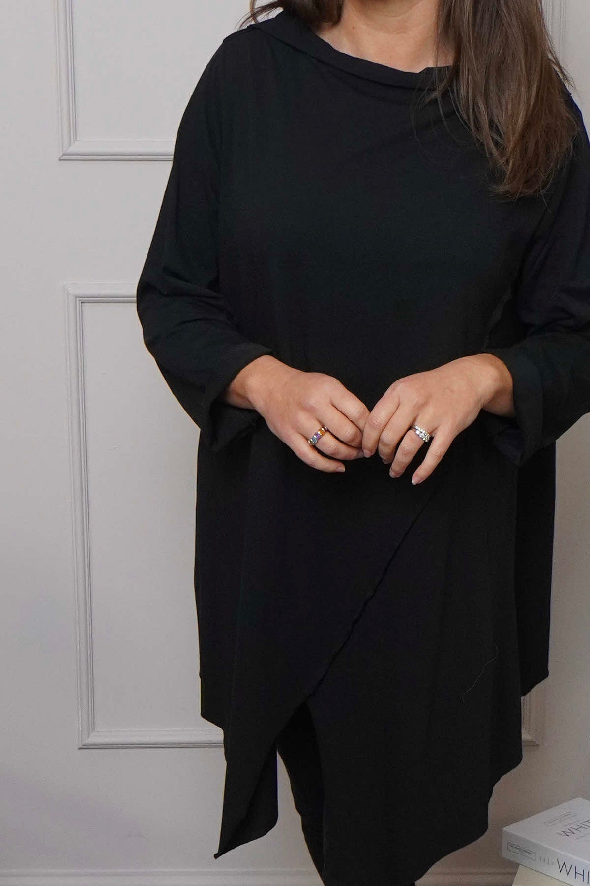 Nelle Cowl Cotton Top Black