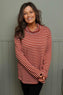 Dortha Stripe Cowl Knit Top Burnt Orange