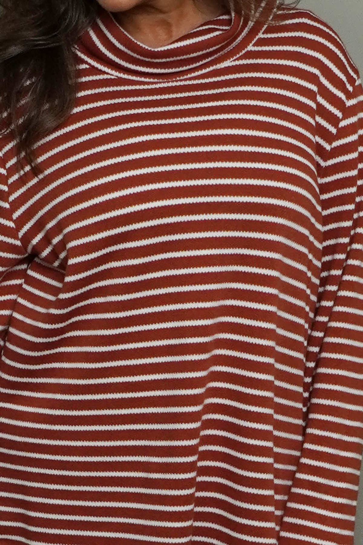 Dortha Stripe Cowl Knit Top Burnt Orange