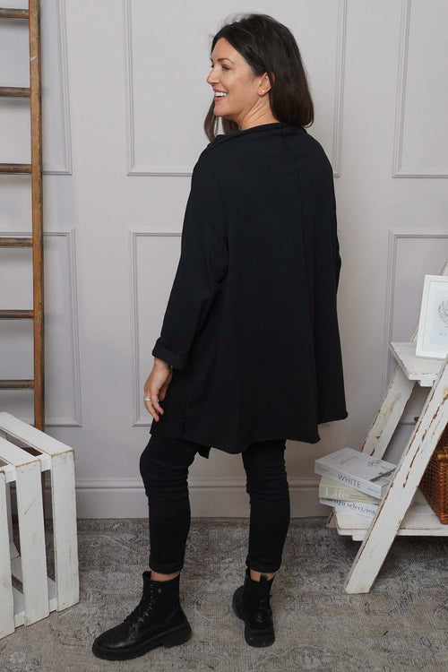 Nelle Cowl Cotton Top Black - Image 4