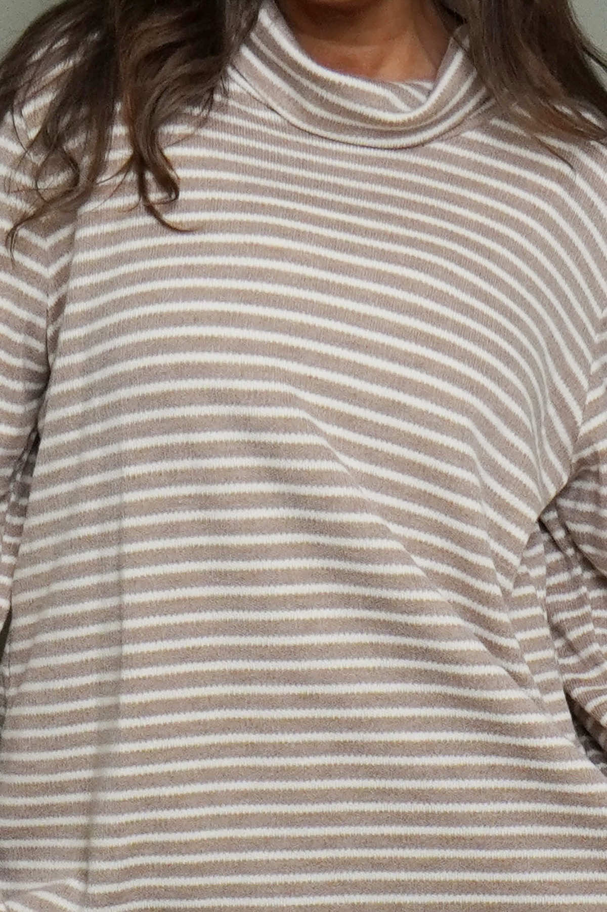 Dortha Stripe Cowl Knit Top Mocha