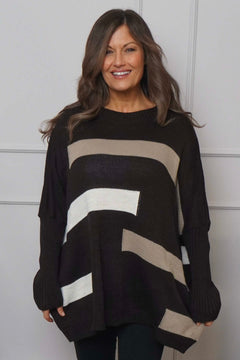 Melva Block Knitted Jumper Cocoa