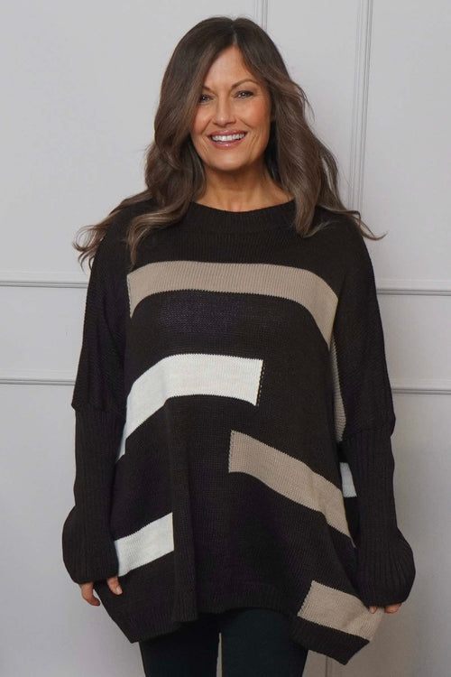 Melva Block Knitted Jumper Cocoa
