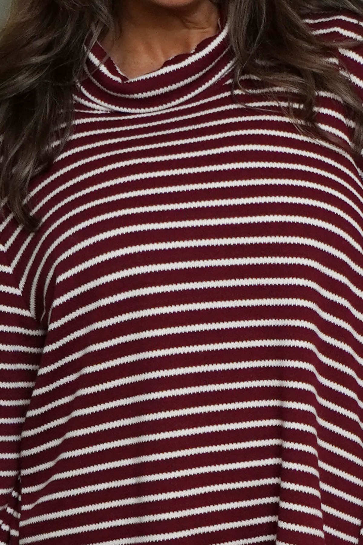 Dortha Stripe Cowl Knit Top Wine