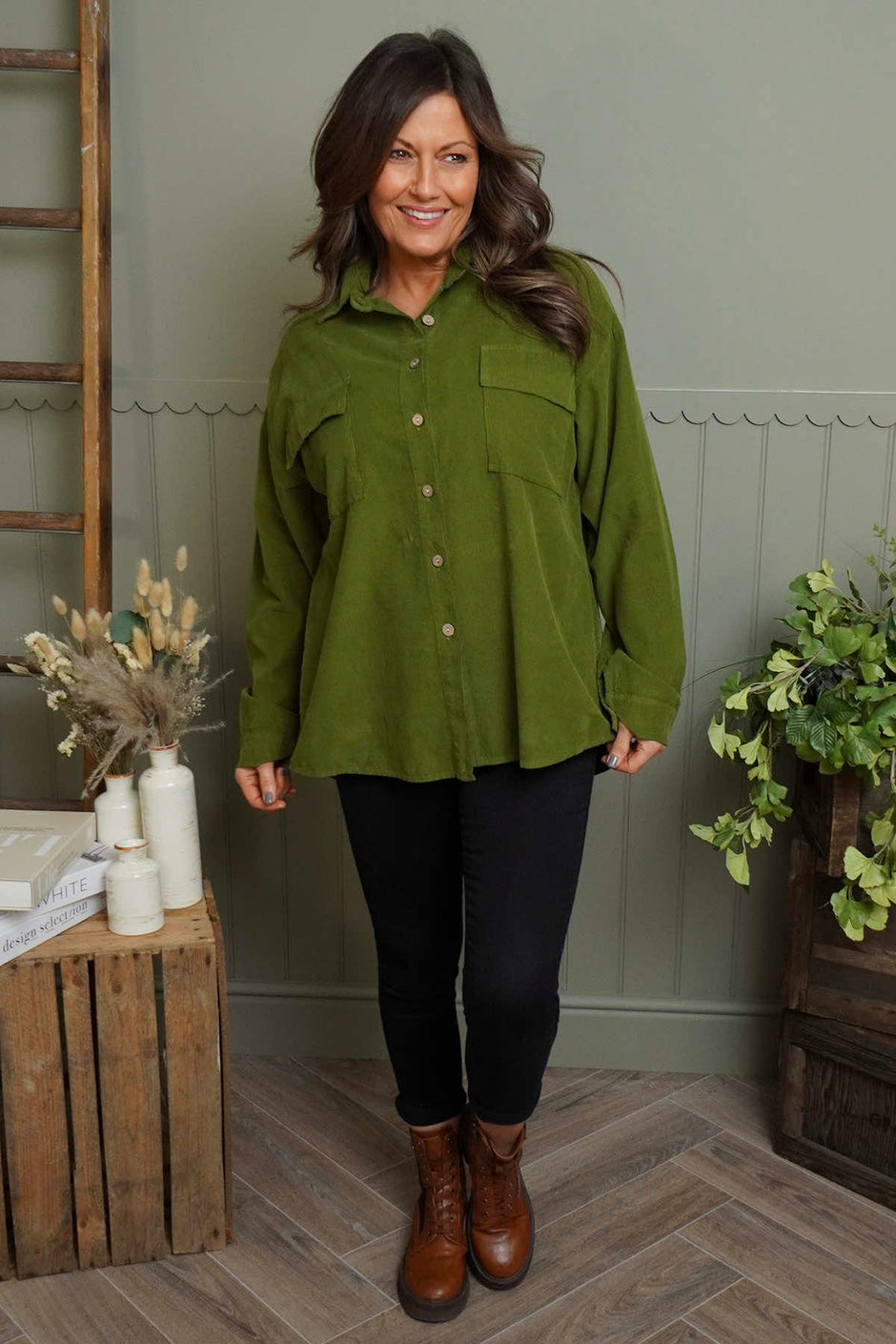 Tonya Needlecord Jacket Olive