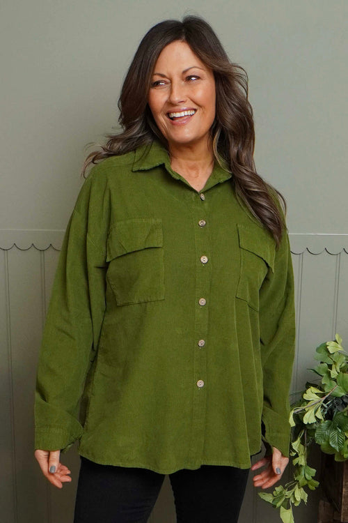 Tonya Needlecord Jacket Olive - Image 2