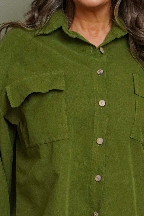 Tonya Needlecord Jacket Olive - Image 3