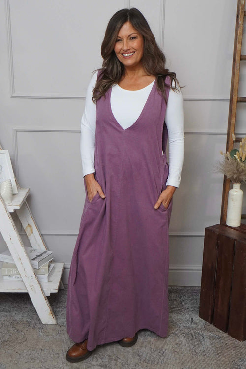 Cara Needlecord Dress Purple