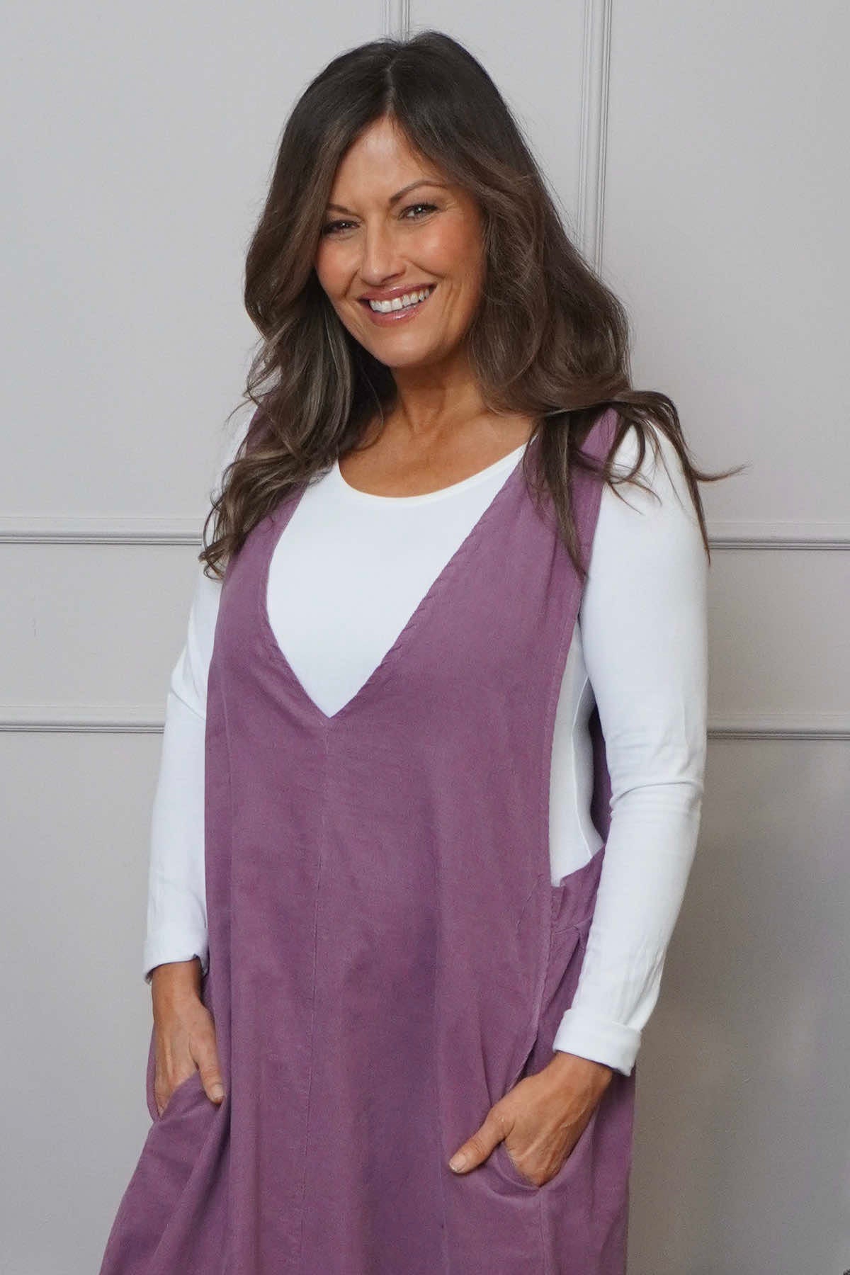 Cara Needlecord Dress Purple