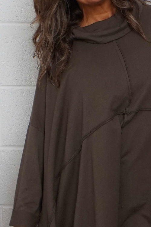 Posy Cowl Oversized Cotton Top Cocoa - Image 3