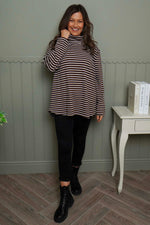 Dortha Stripe Cowl Knit Top Cocoa Cocoa - Dortha Stripe Cowl Knit Top Cocoa