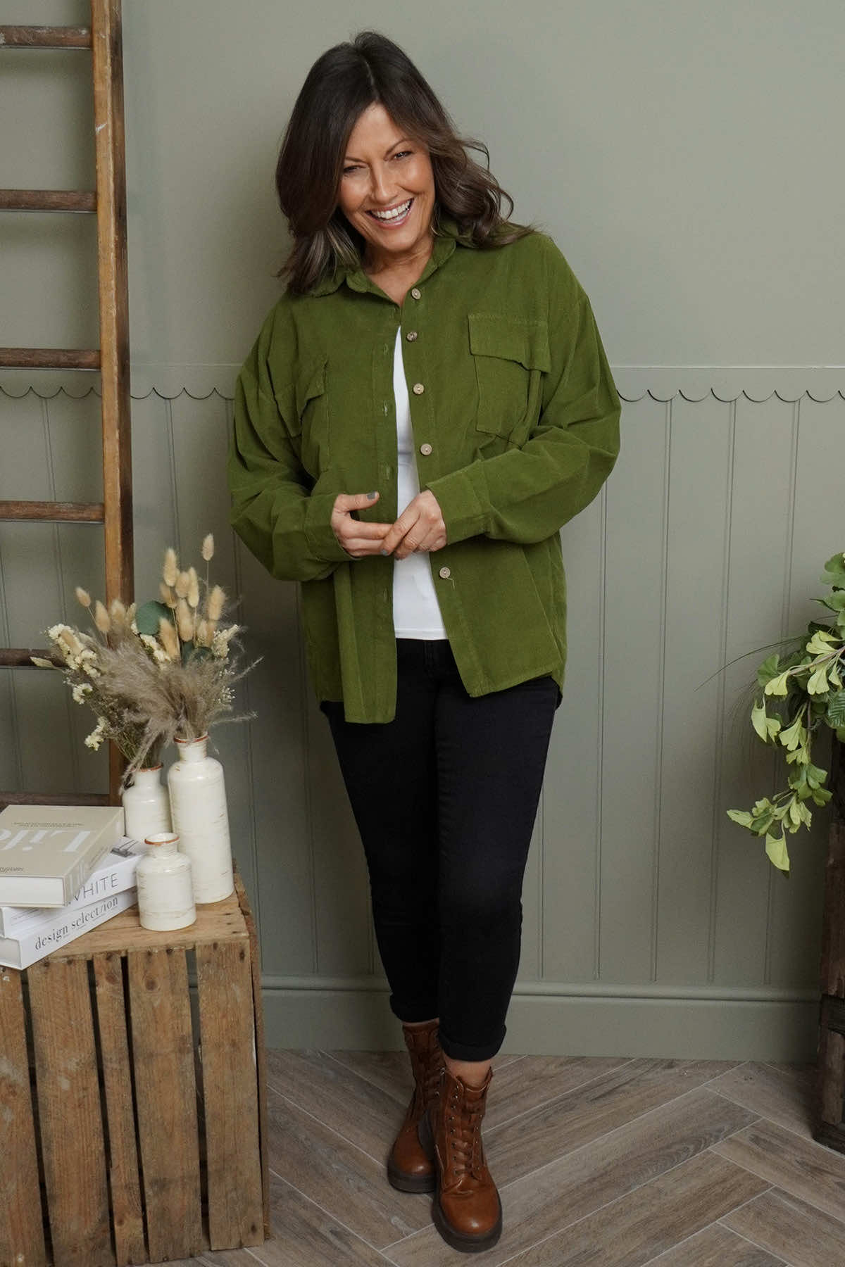 Tonya Needlecord Jacket Olive
