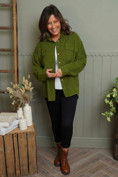 Tonya Needlecord Jacket Olive - Image 5