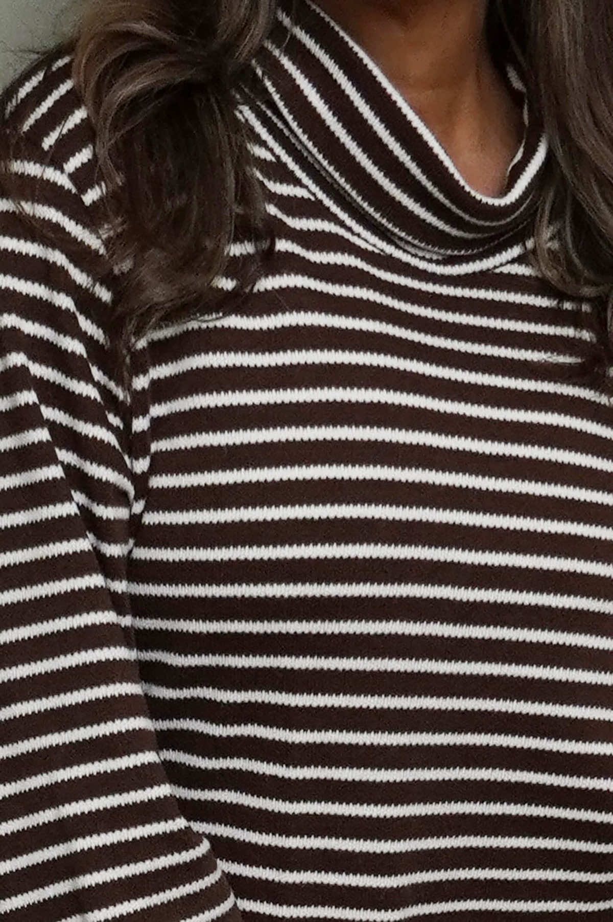 Dortha Stripe Cowl Knit Top Cocoa