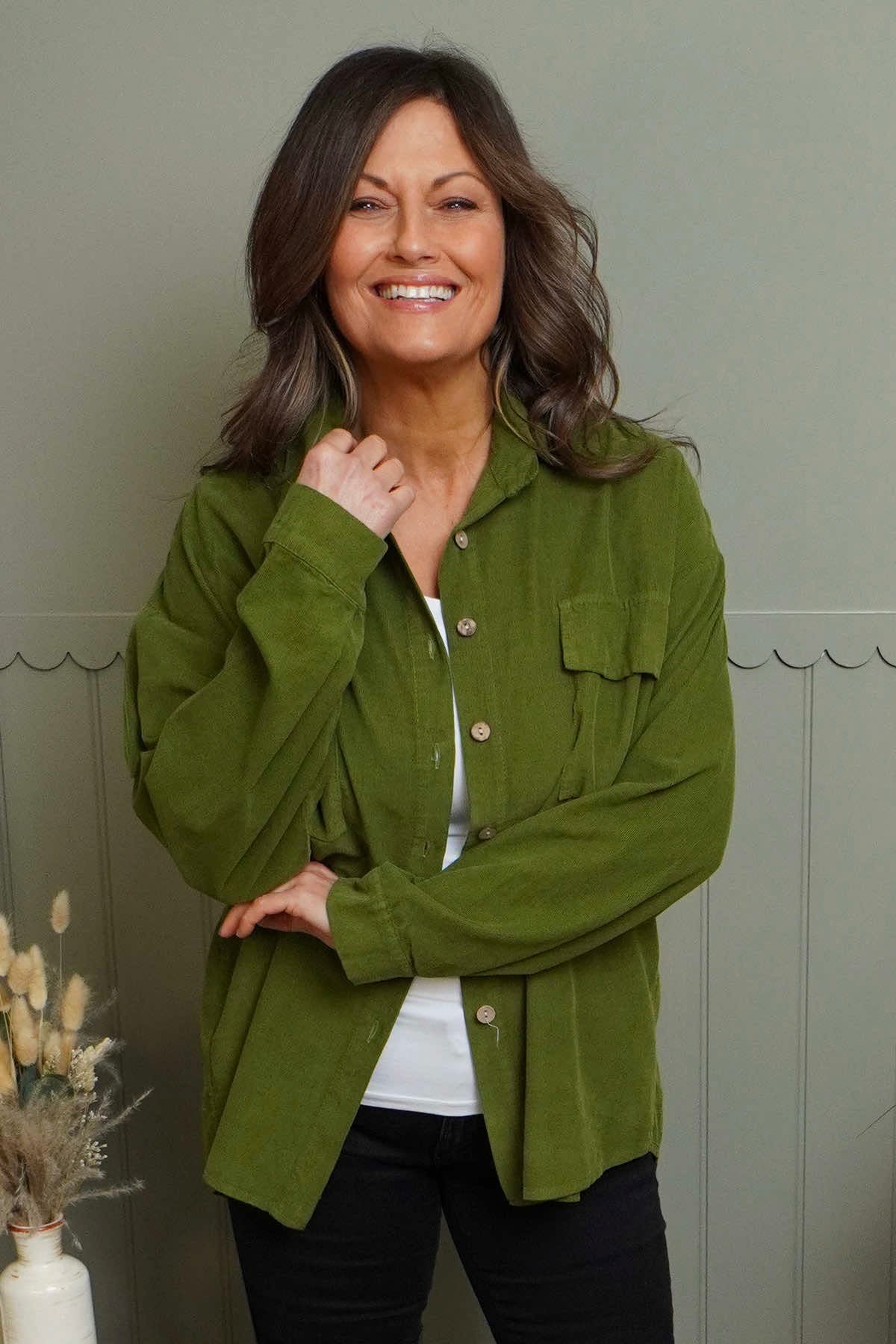 Tonya Needlecord Jacket Olive