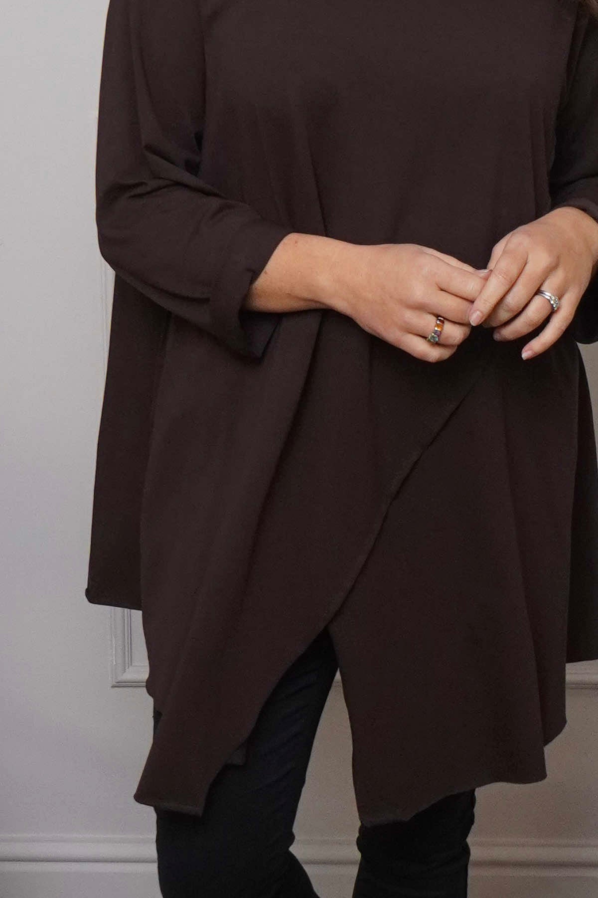 Nelle Cowl Cotton Top Cocoa