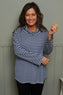Dortha Stripe Cowl Knit Top Blue