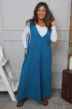 Cara Needlecord Dress Teal Teal - Cara Needlecord Dress Teal