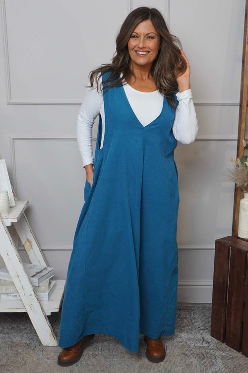 Cara Needlecord Dress Teal