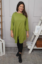Nelle Cowl Cotton Top Olive Olive - Nelle Cowl Cotton Top Olive