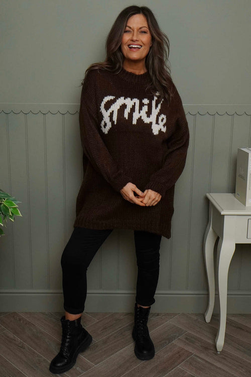 Smile Knitted Jumper Cocoa - Image 2