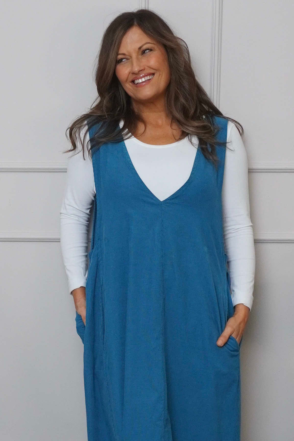 Cara Needlecord Dress Teal