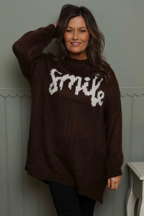 Smile Knitted Jumper Cocoa - Image 1