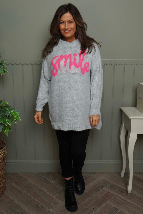 Smile Knitted Jumper Grey - Image 2