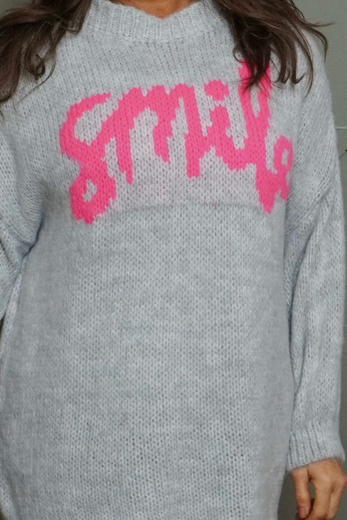 Smile Knitted Jumper Grey - Image 3