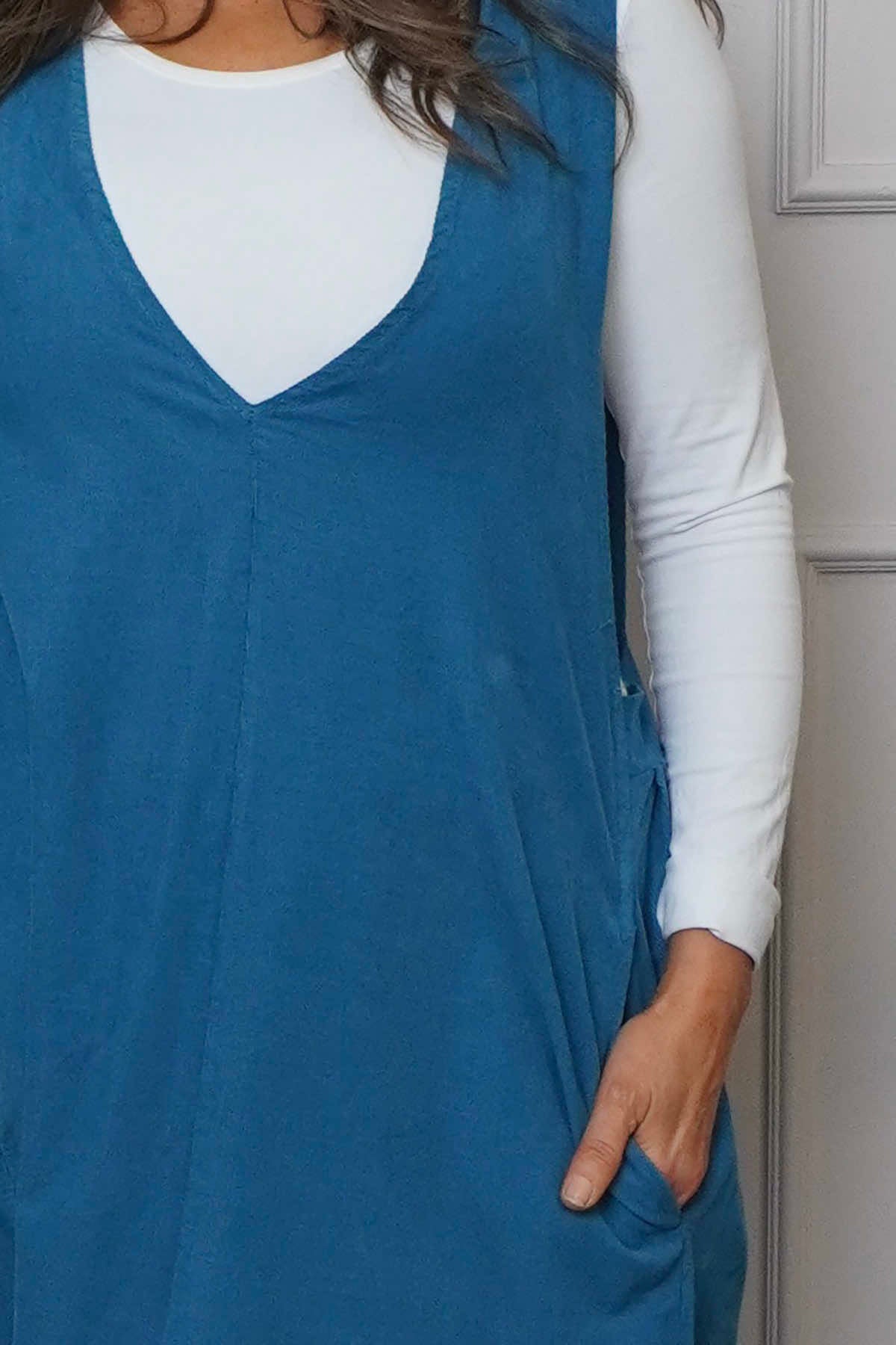 Cara Needlecord Dress Teal