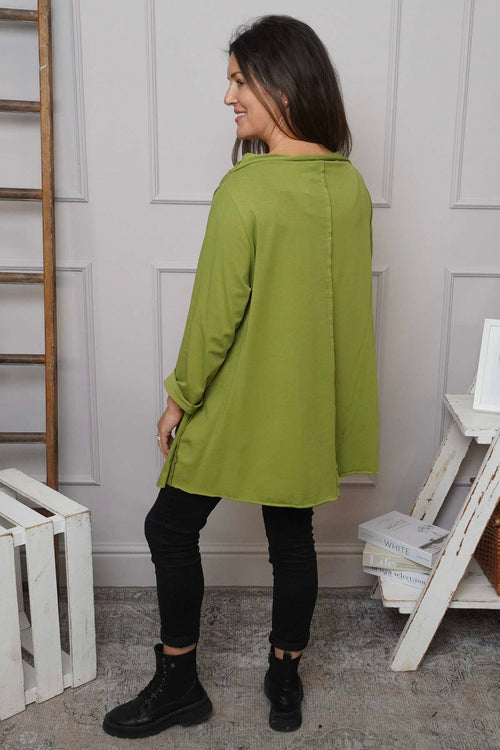 Nelle Cowl Cotton Top Olive - Image 4