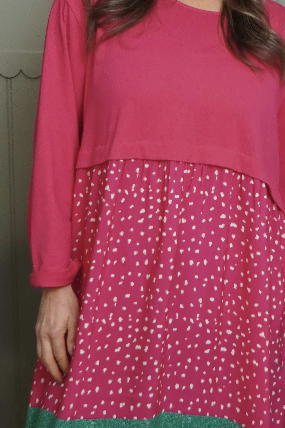 Janette Pattern Cotton Dress Fuchsia