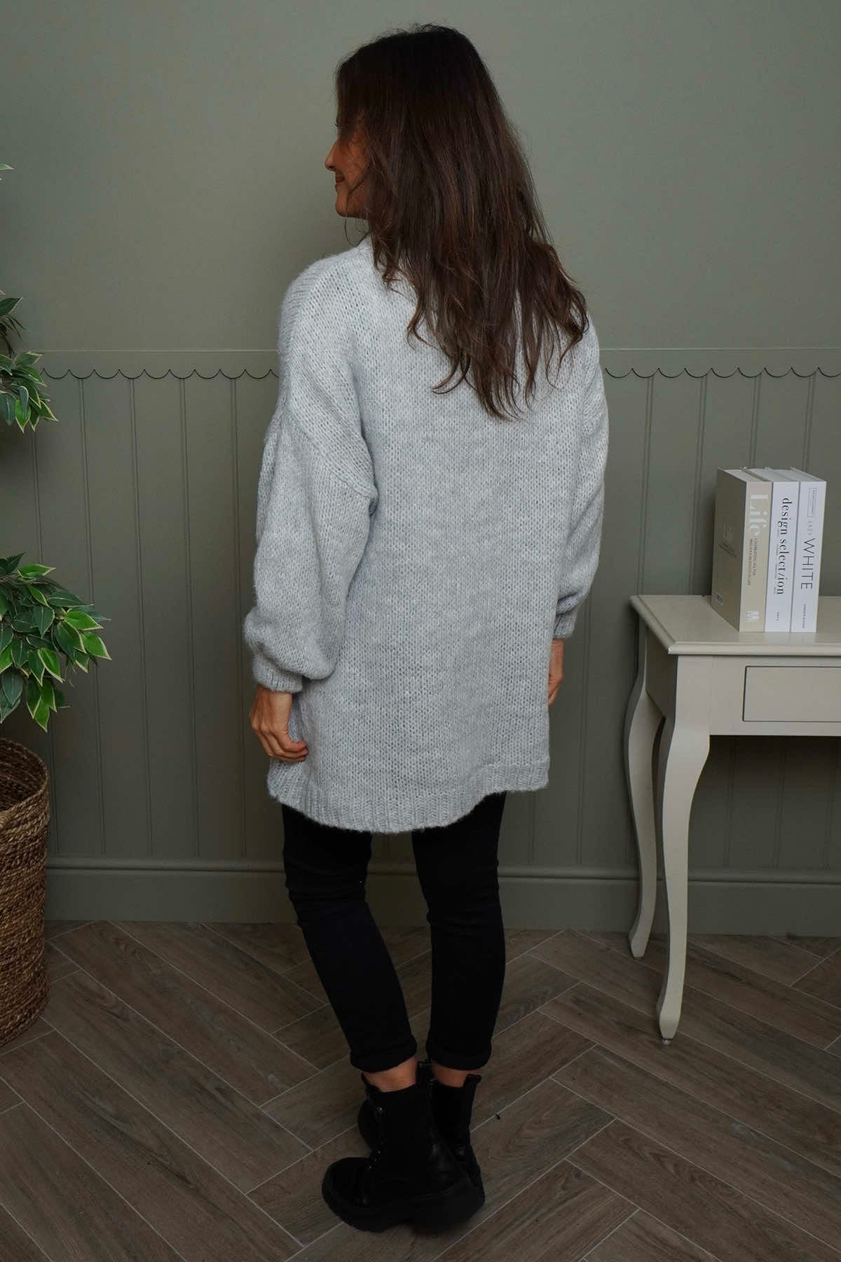 Smile Knitted Jumper Grey